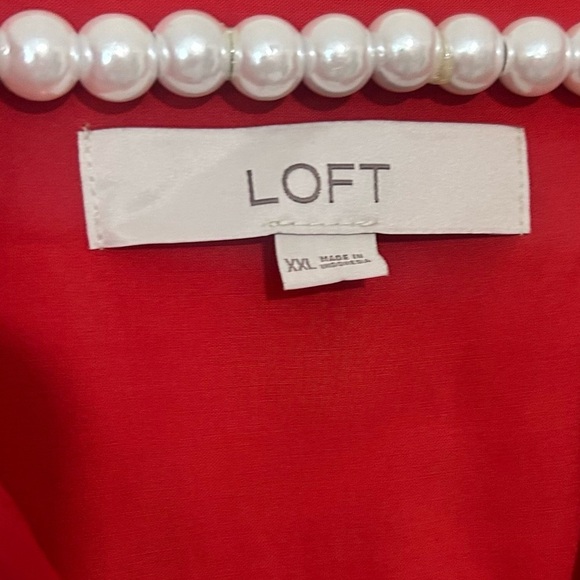 Loft Red/Orange Button Front Short Sleeve Dress w/ Waist Tie SIZE XXL - Picture 4 of 7